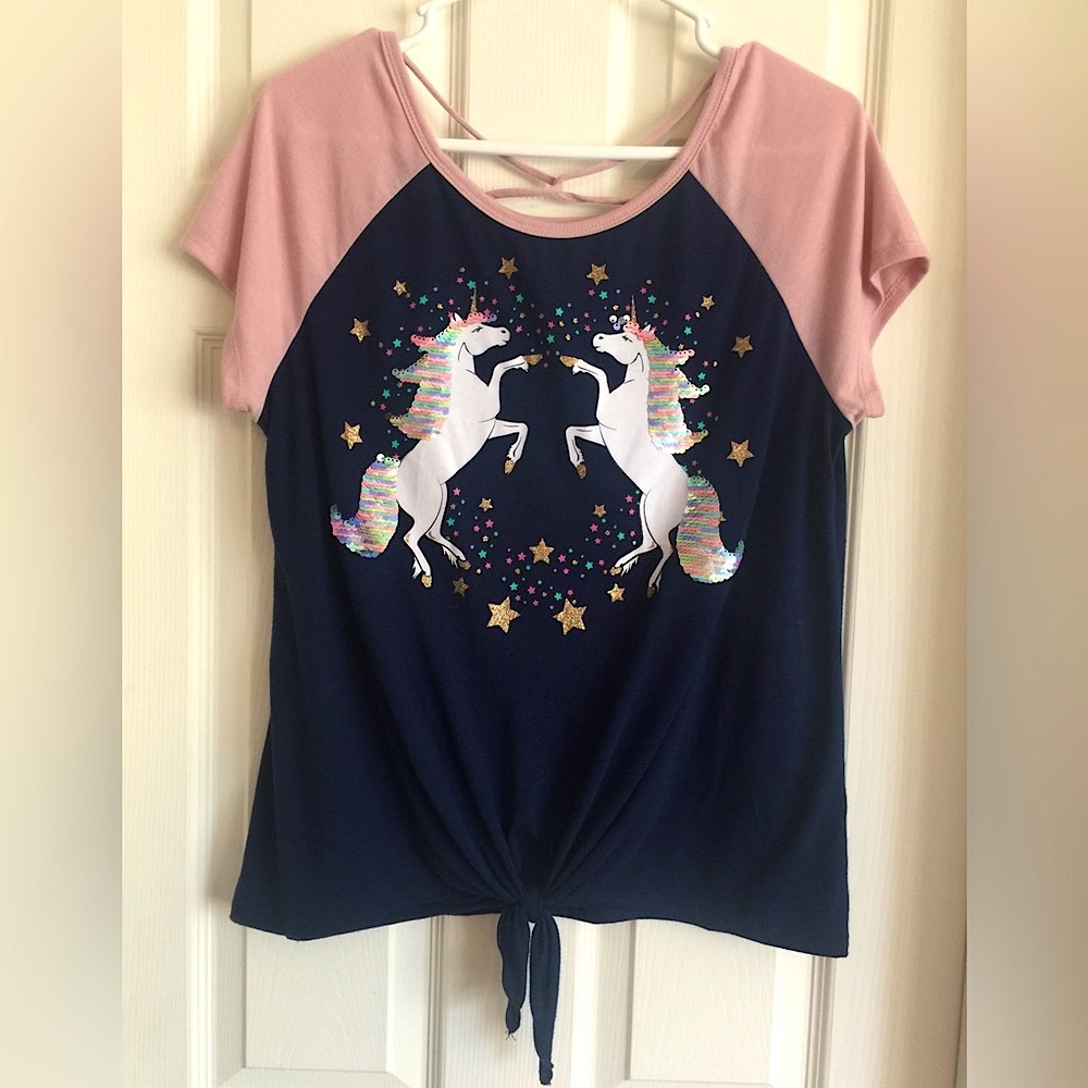 NWOT Knit Works Tshirt Unicorn Sequin NAVY 3XL PLUS *Runs Small = 18 Plus
